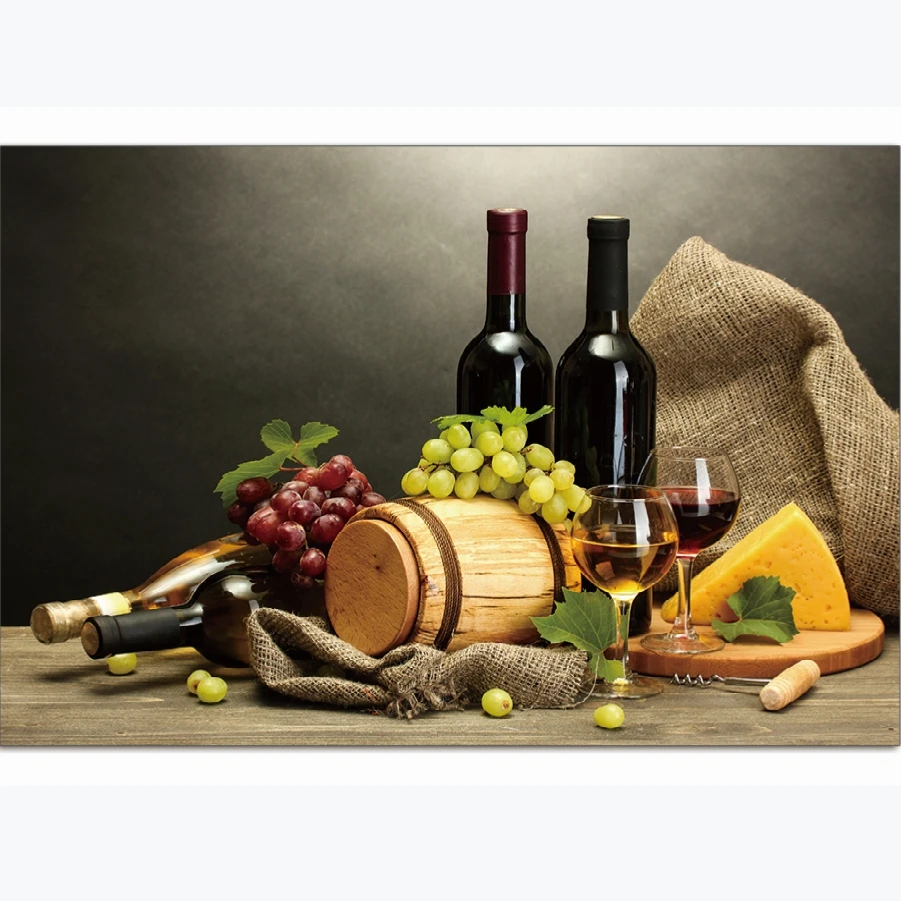 High Quality Custom Wholesale Red Wine Glass Canvas Print Acrylic Wall Art Painting for bar cafe wall decorations