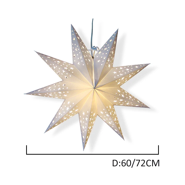 Party Favor 9 Pins Christmas Decoration Paper White Star Lantern