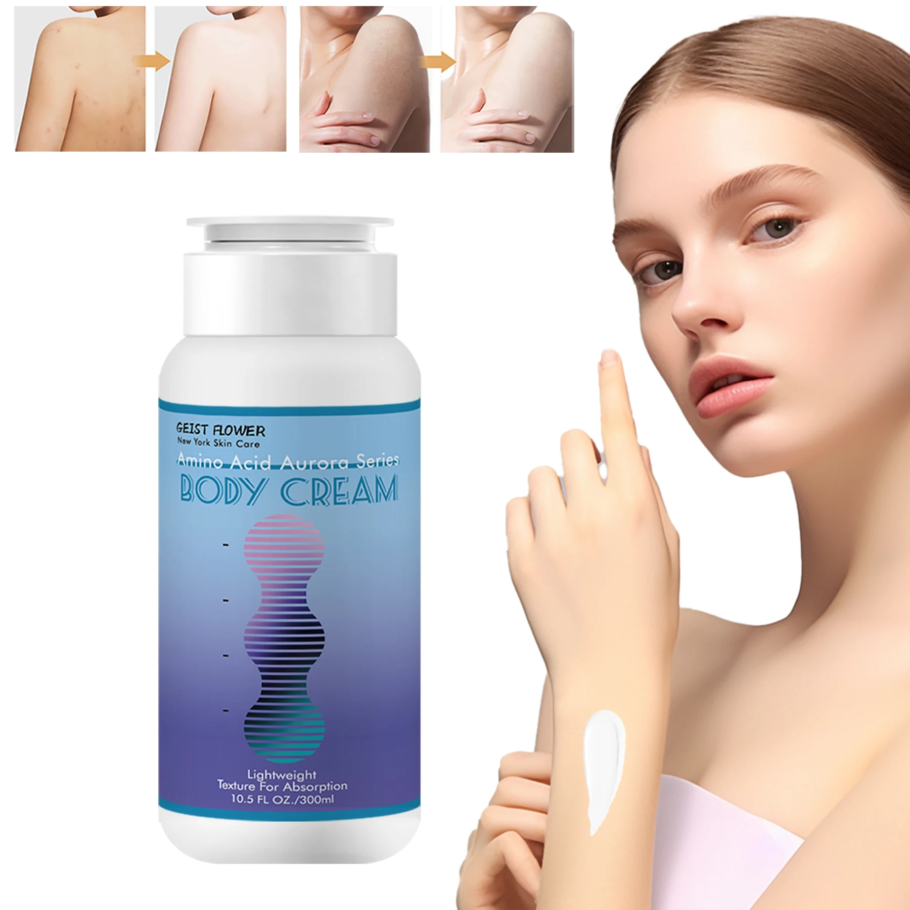 OEM Factory Pure Plant Hyaluronic Acid Amino Acid Aurora Body Lotion Body Cream Private Label Moisturizer