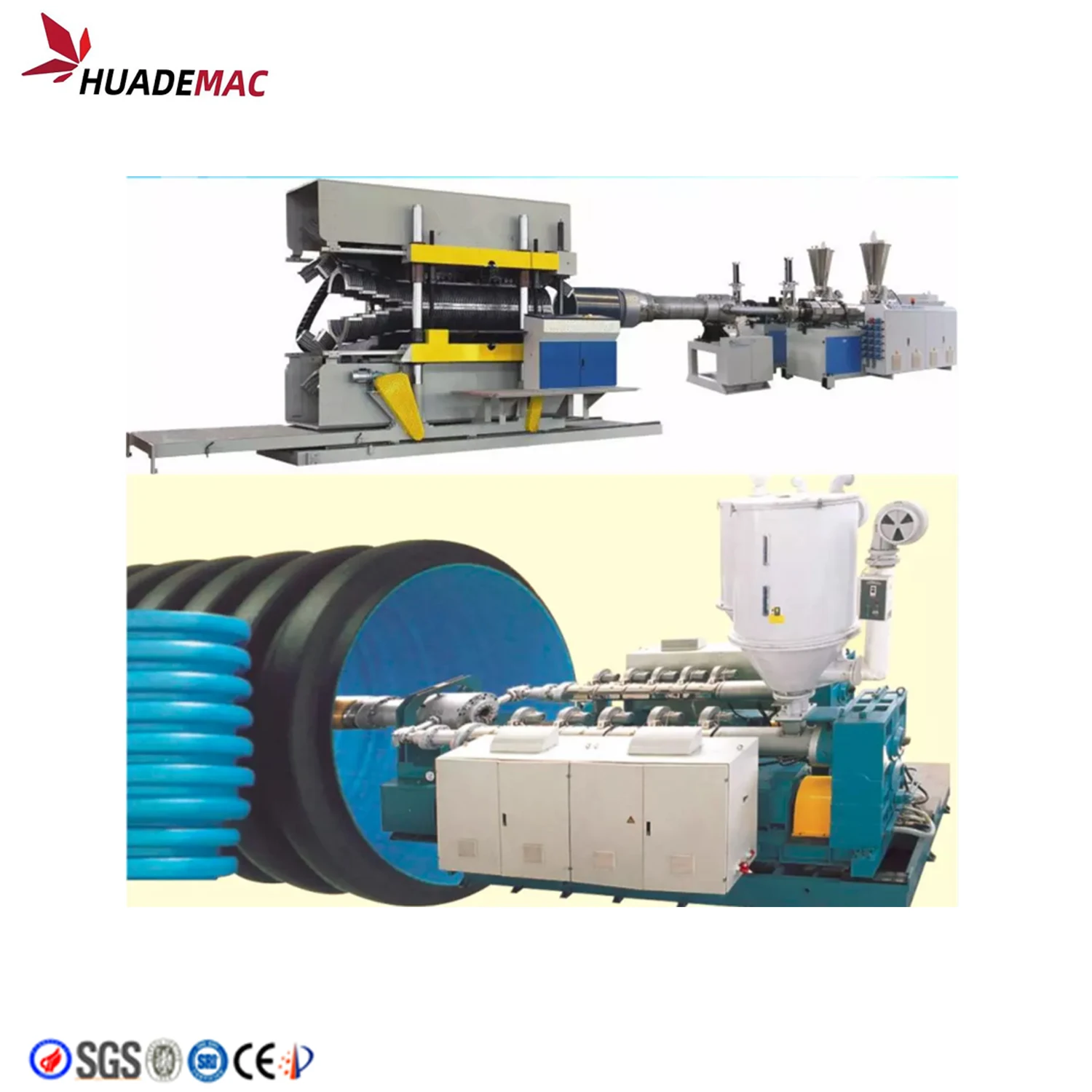 HDPE double wall corrugated drainage pipe making machine plastic corrugated pipe production line
