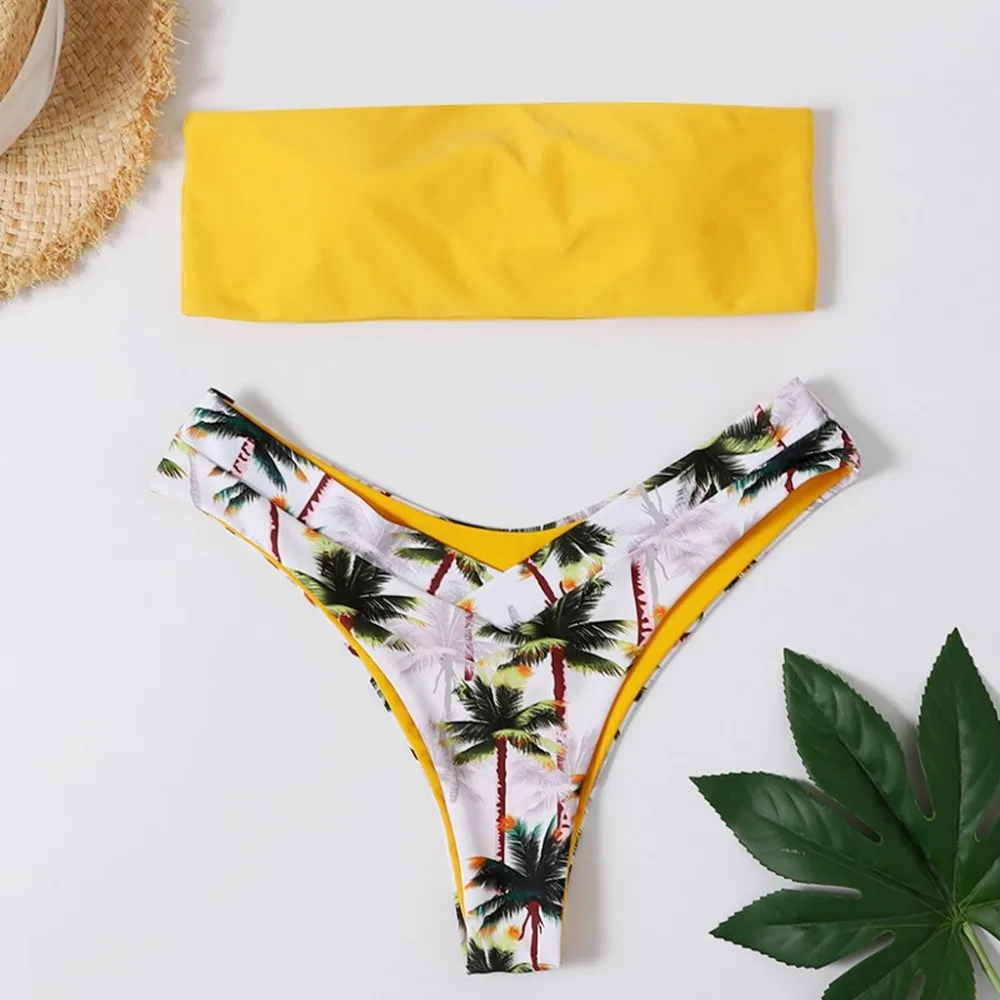 Solid Bikini top print Brazilian Swimsuit Women Bikini Sexy Swimwear Beachwear Female Swimming Suit Fitness Swimwear