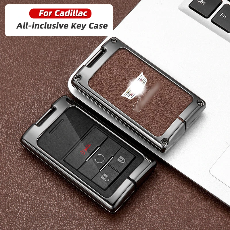 hot selling suitable for Cadillac key cover CTS ESCALADE XTS SLS SRX from 2009 to 2014 automobile key fob case leather metal bag
