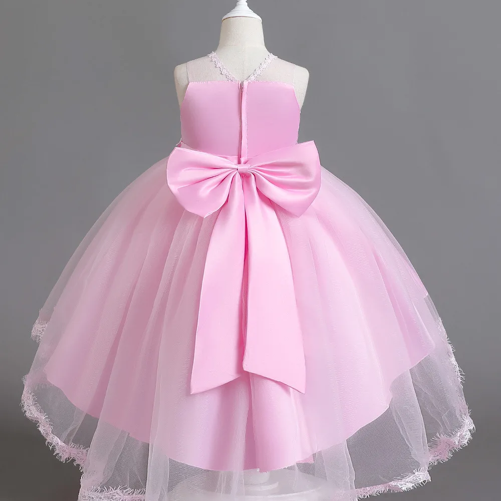 Flower Girls Party Dresses for New Year Baby Girls Sleeveless Pearl Princess Wedding Dress Children Clothes Vestidos 2-10Y