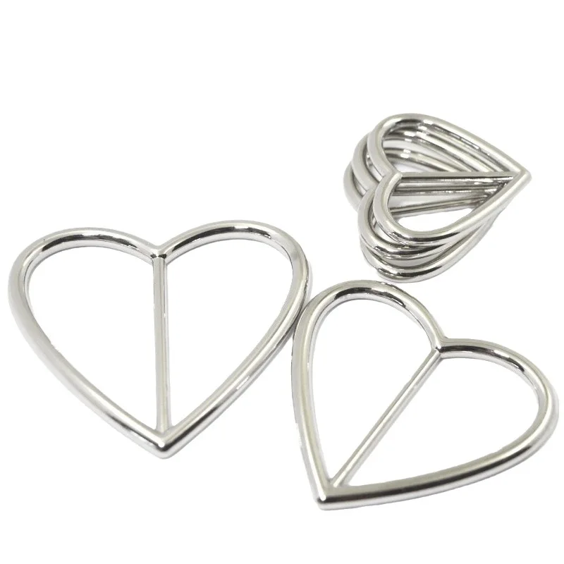 WYSE Trendy Heart-Shaped Private Custom Logo Brand Name Plate Alloy Matel Belt Buckles 30mm
