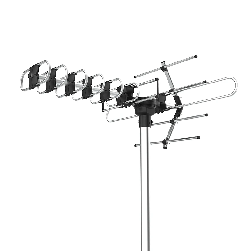 
GREENTEK Outdoor Amplified Digital HDTV Antenna 150 Mile Motorized 360 Degree Rotation HD TV Antenna for 2 TVs Support UHF/VHF 