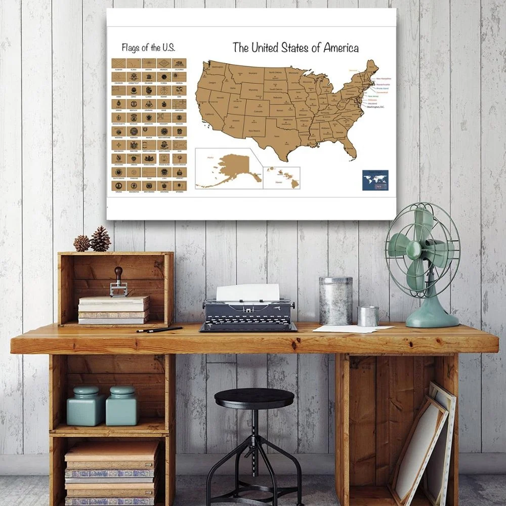 88x52 см Высококачественная карта мира постер с защитой от царапин в США