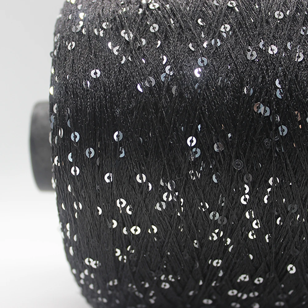 100% Polyester SEQUIN YARN High Strength Ring Spun Fancy Dyed Pattern for Crochet & Knitting