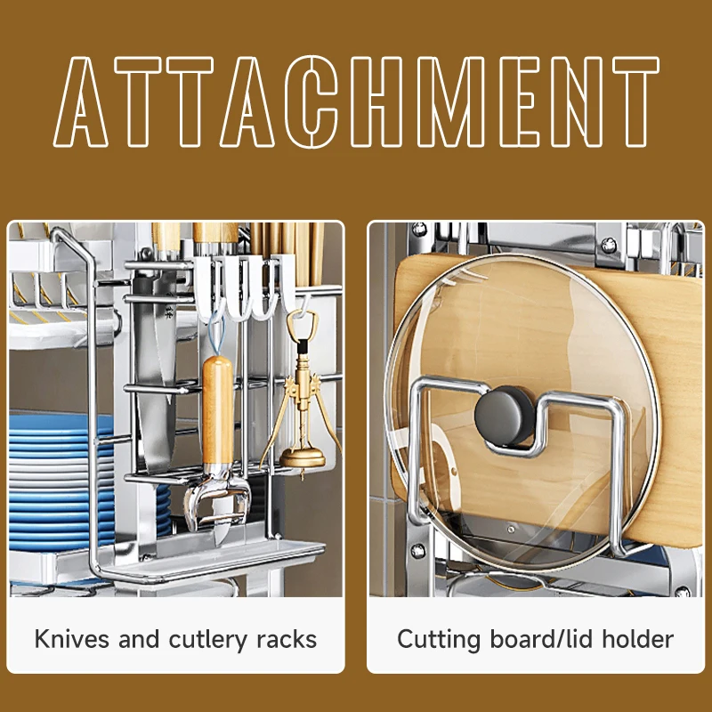 Multipurpose 2 Layer Metal Plate Rack Large Capacity Stainless Steel Storage Dish Drying Racks