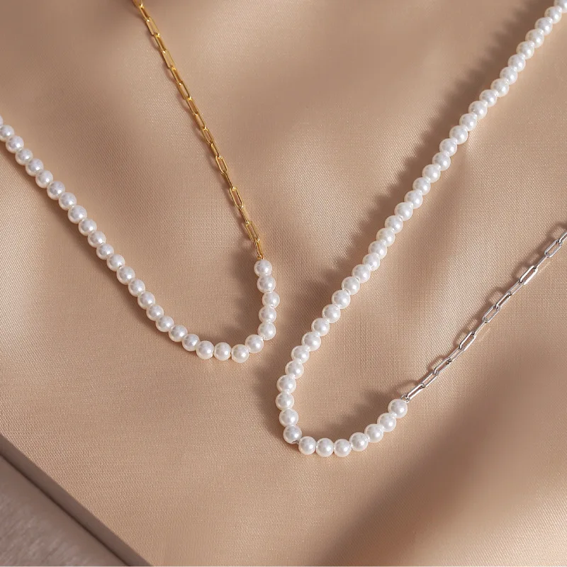 925 Real Freshwater Pearl S925 Sterling Silver Pearl Chain Necklace For Fashion Women Jewelry