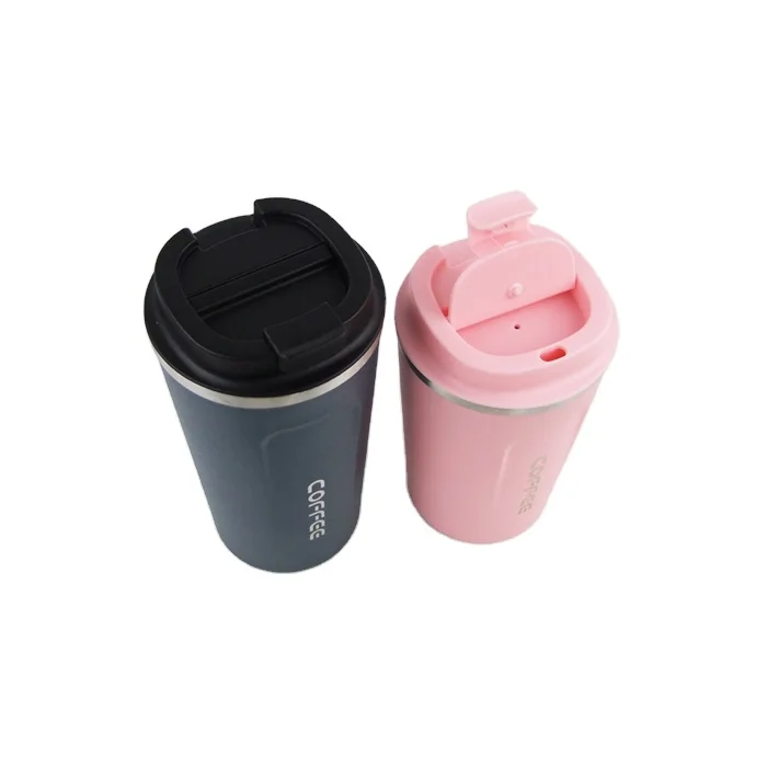 
350ml 500ml Double insulated wholesale custom reusable stainless steel travel coffee mugs cups with plastic flip lid 