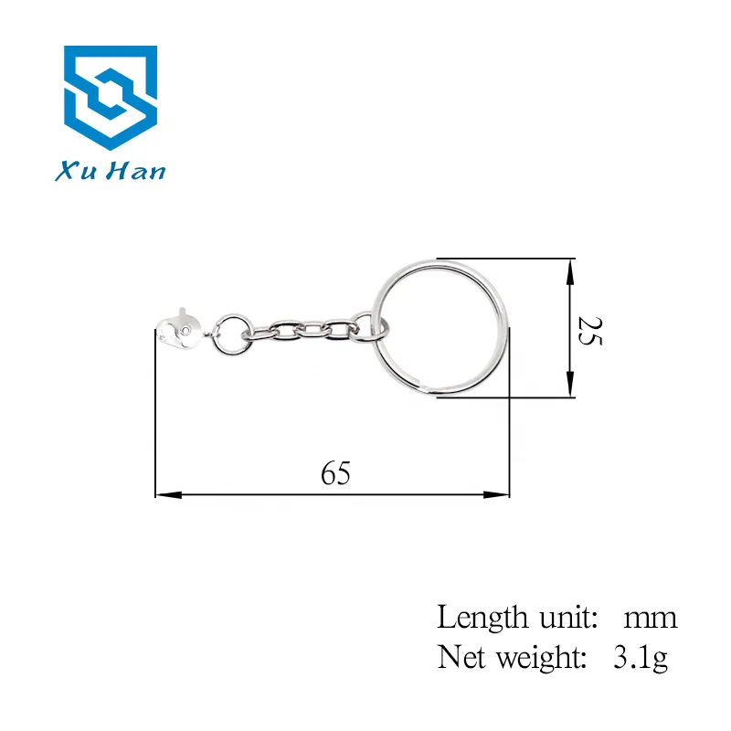 Wholesale metal split ring with chain lobster hook key ring