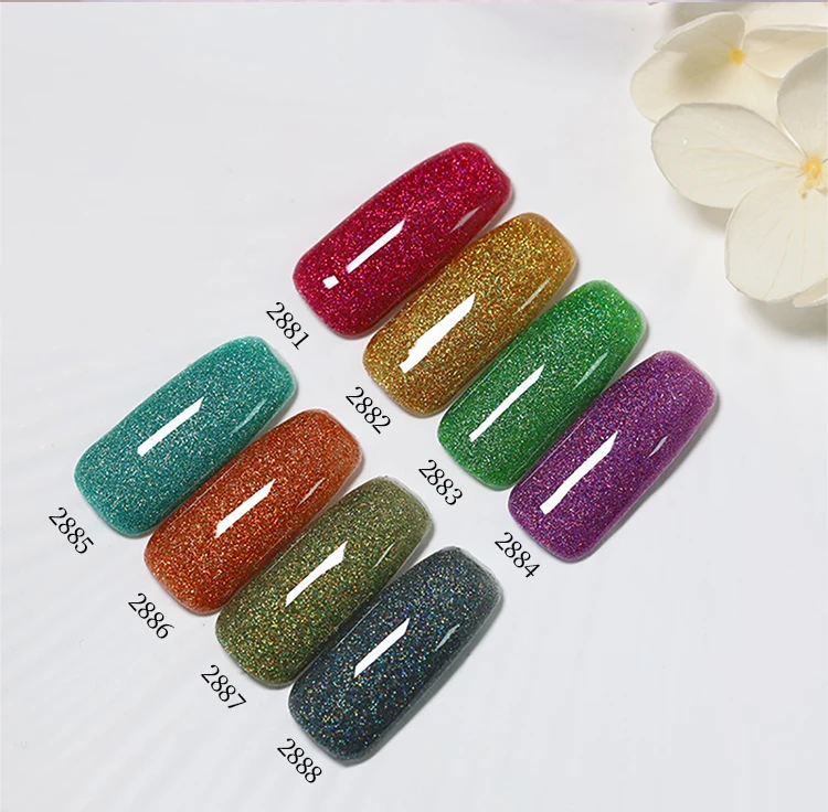 8 Colors 15ml Soak Off Glitter  Nail Gel Polish Professional Nail Products Uv Ice Bling Bling Gel  For  Beauty Salon