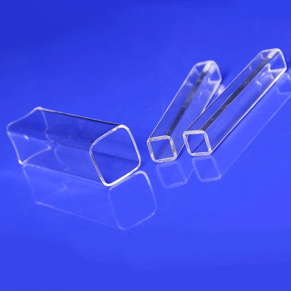 Customized Quartz Glass Rectangular Tube Square Quartz Cylinder Rectangle Fused  Silica Quartz Tube