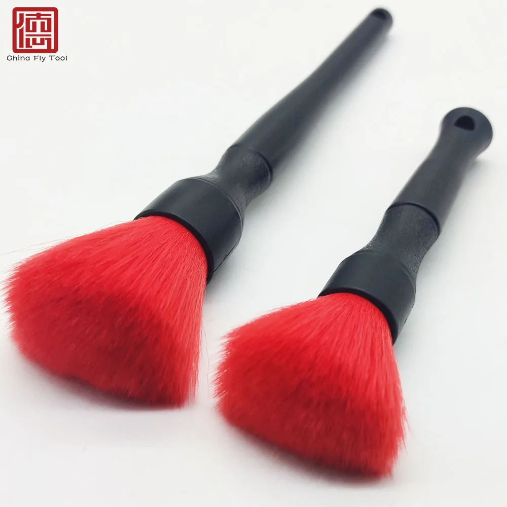 
CTCC049 Premium Quality Dark Red Color Soft PBT Wave filament car detailing brush and car cleaning brush 