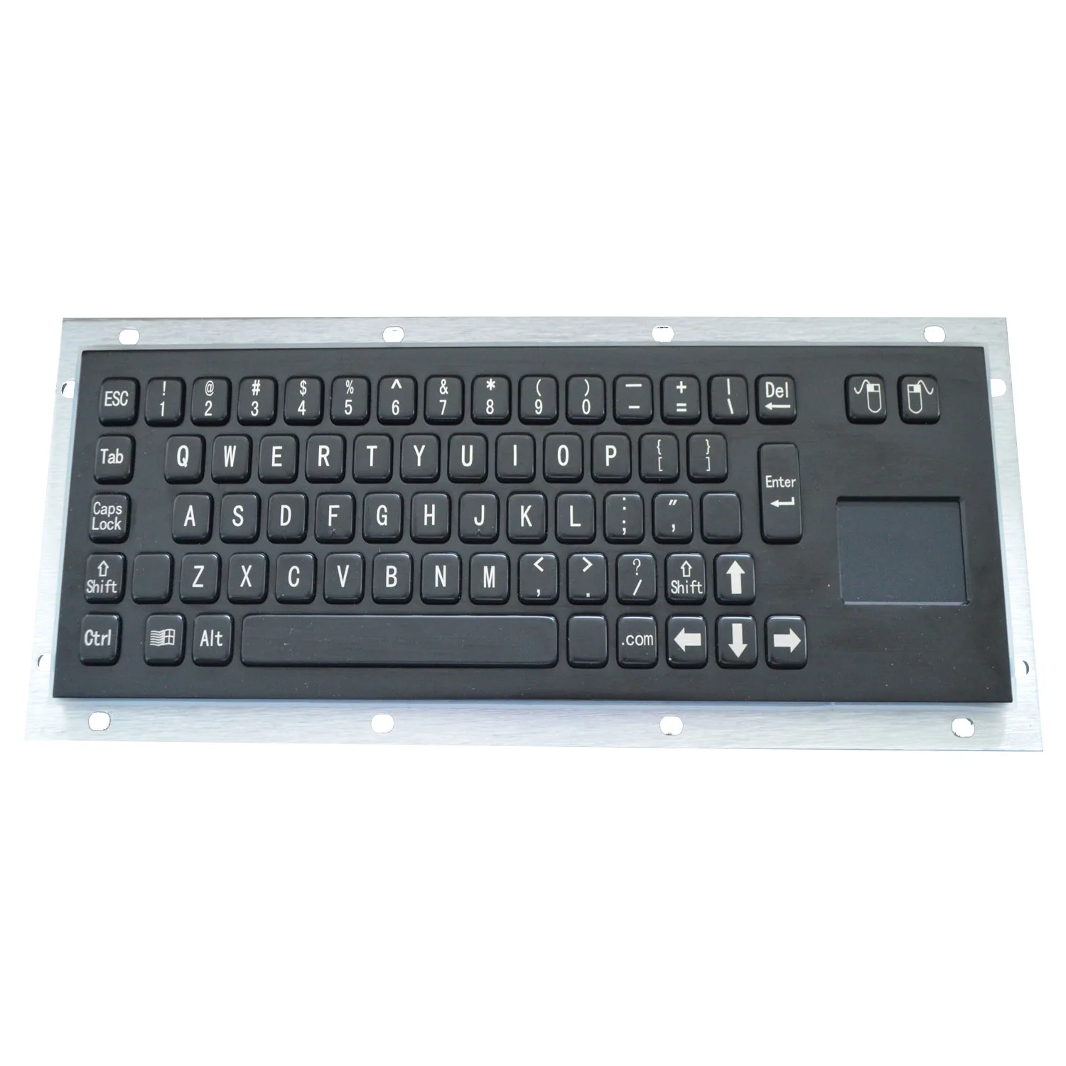 Industrial new design backlit industrial metal keyboard with trackball