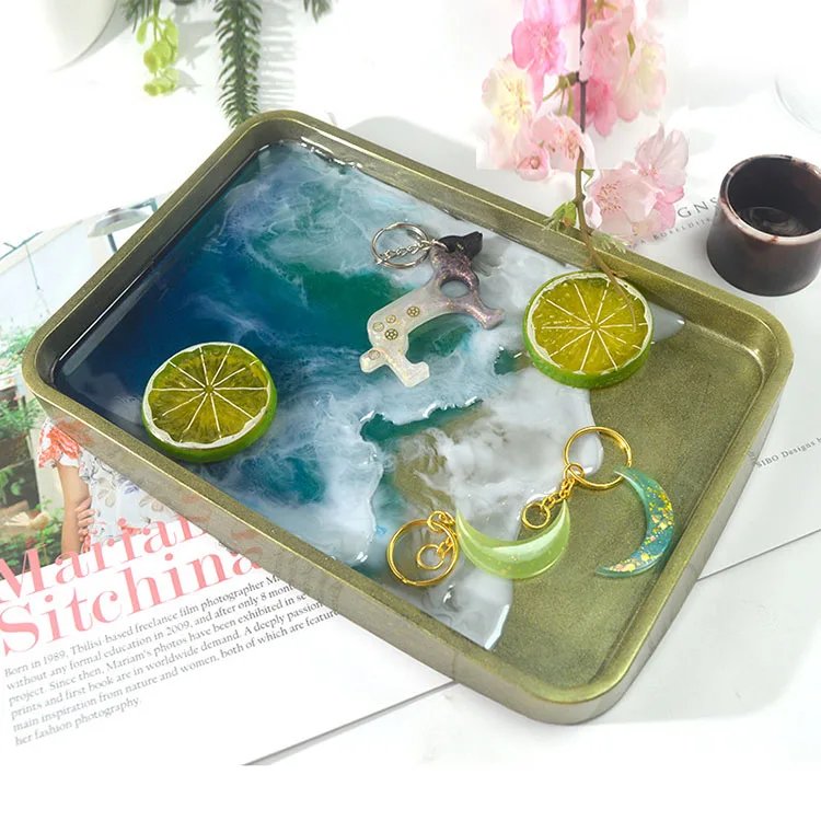 Tray Resin Mold DIY Crystal Epoxy Silicone Fruit for Plate Making Desktop Jewelry Table