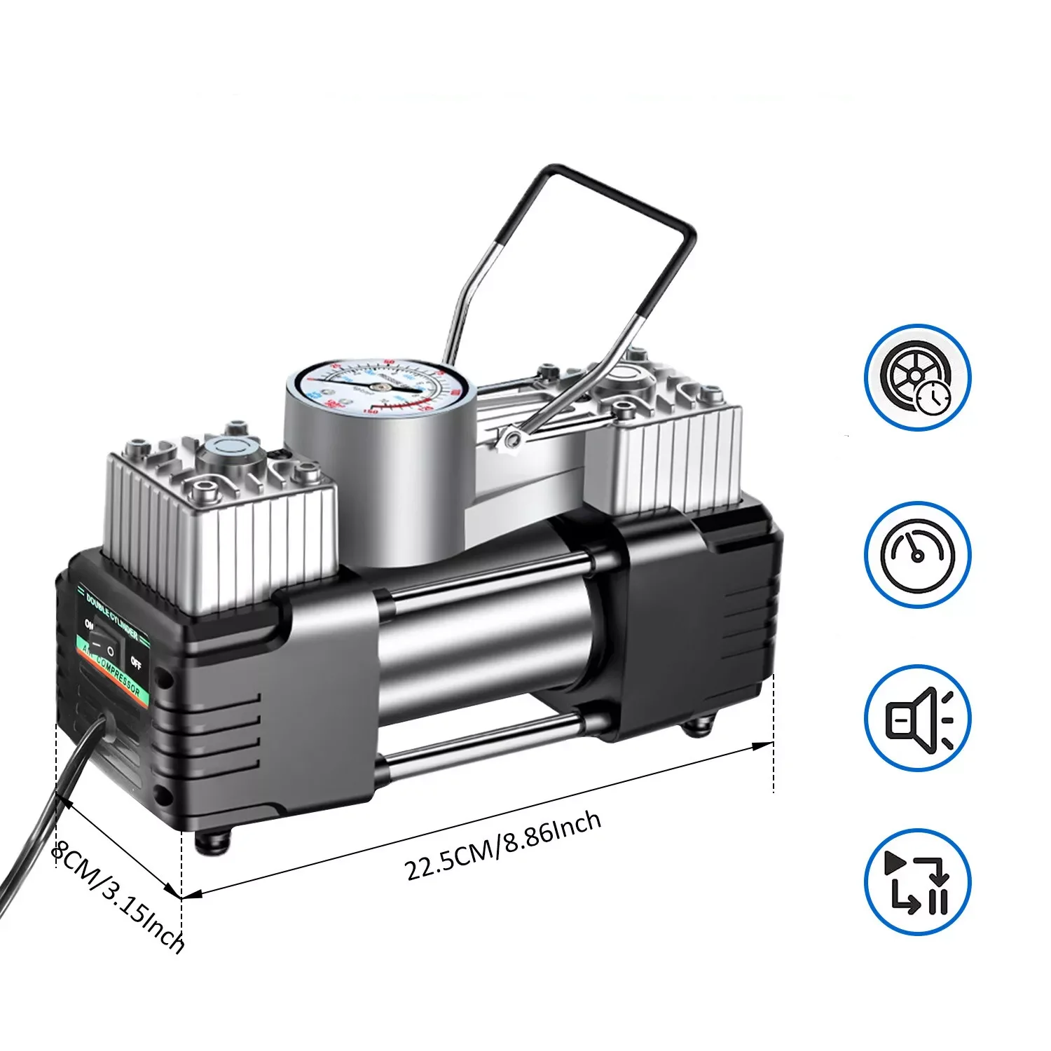 Heavy Duty 12V Dual-purpose    Double cylinder Air Pump Power Toolbox Pump Car Air Compressor 12v Car Tire Inflator Pump