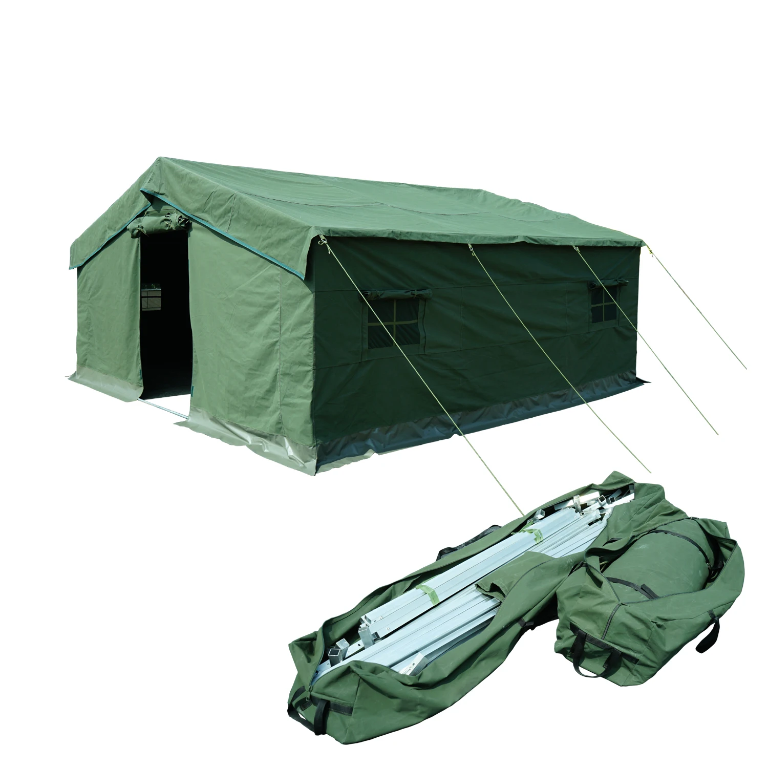Outdoor Waterproof Refugee Canvas Tent Large Heavy Duty Disaster Emergency Refugee Relief Tent
