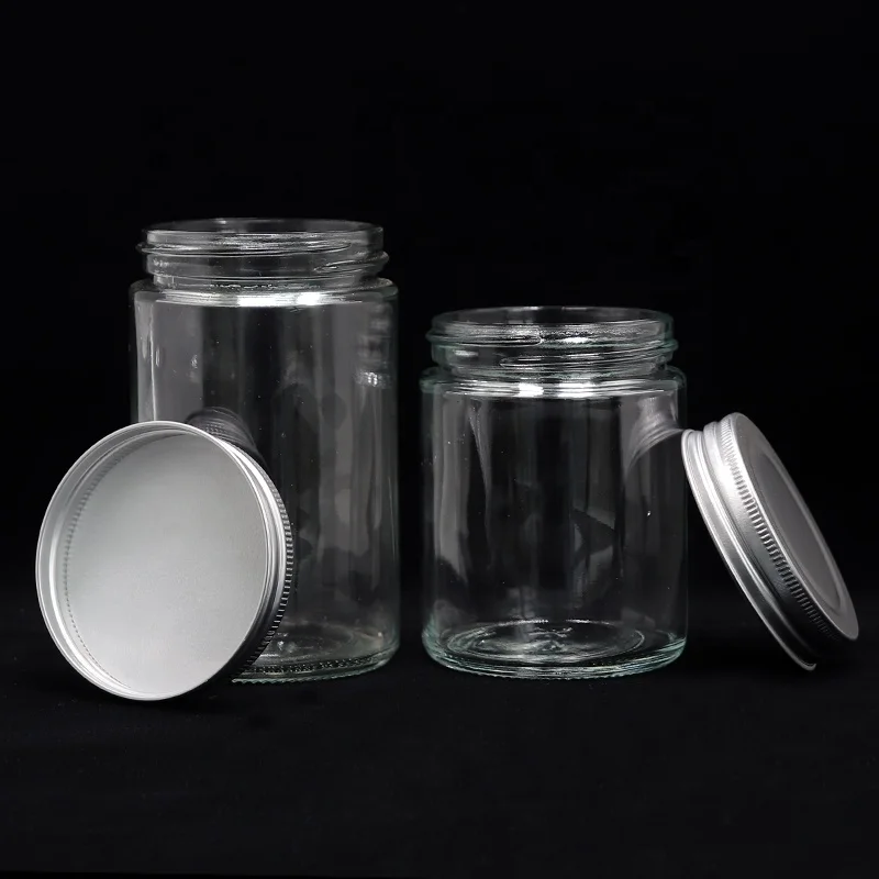 8 oz 120g Transparent Amber Glossy Grey Glass Mason Candle Jar with Screw Tin Lid Cylinder Type