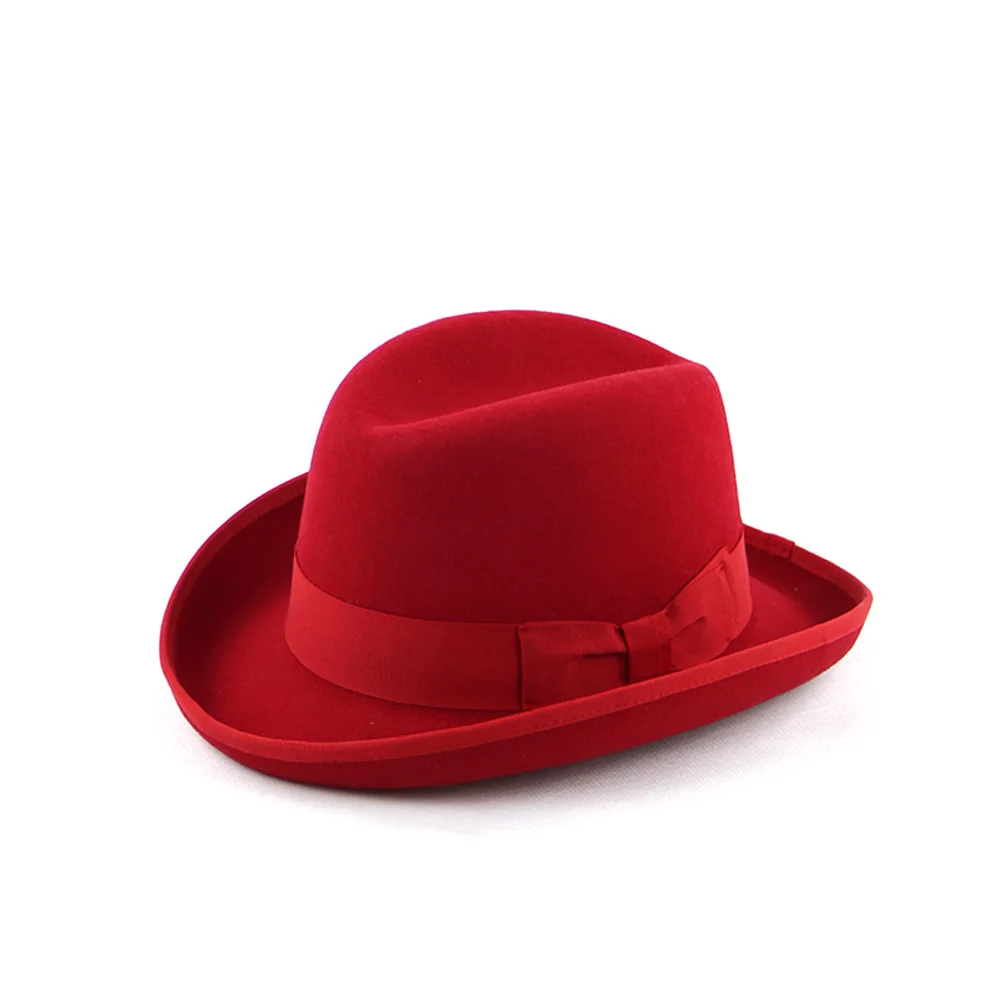 LiHua Wholesale Fashion Men Felt 100%Australian Wool Brim Hat Homburg hats