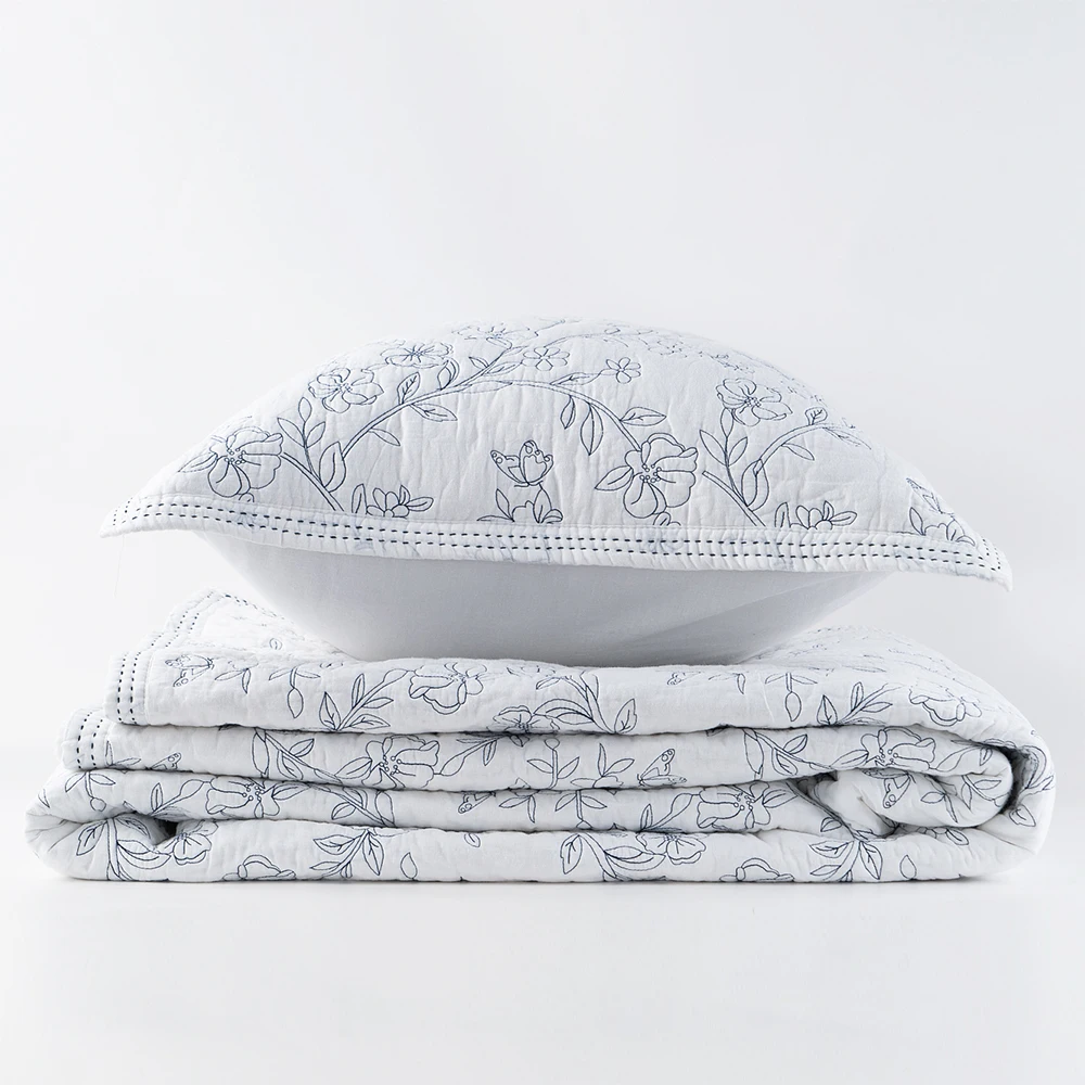 Luxury Cotton Quilted Embroidered Printed Bedspread Customized King Size Quilt Set Cotton Bedspread Bedding Set for bed