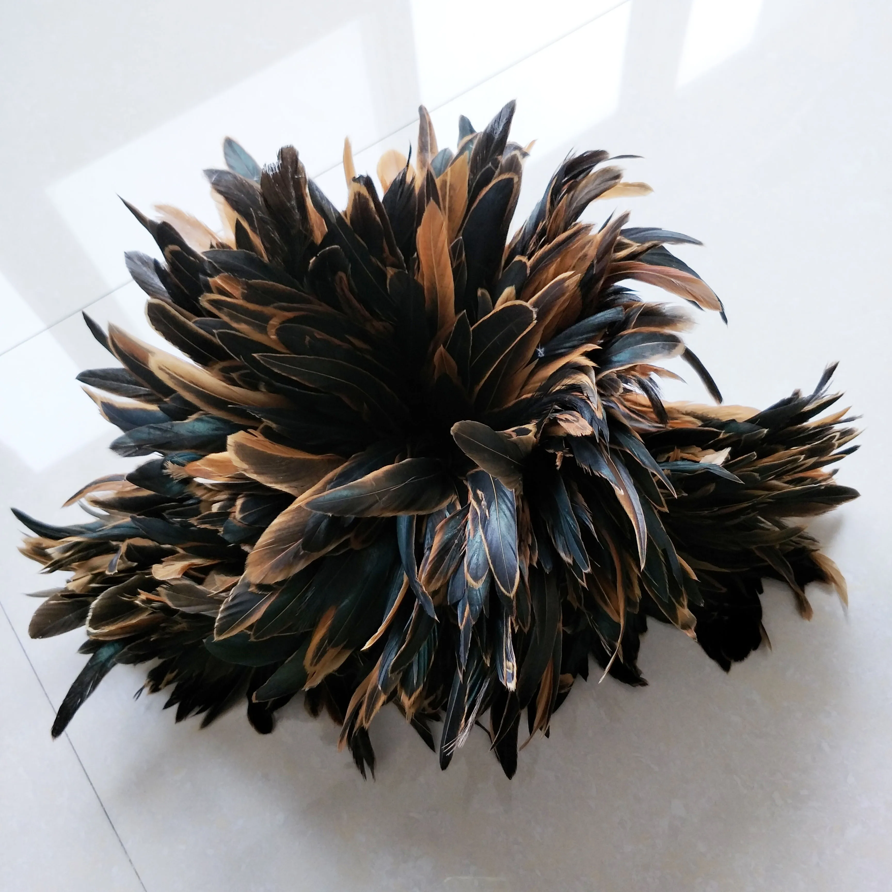 Wholesale Natural Feather Strung Rooster Cock Tail Feather Strung for Carnival Garment Decoration