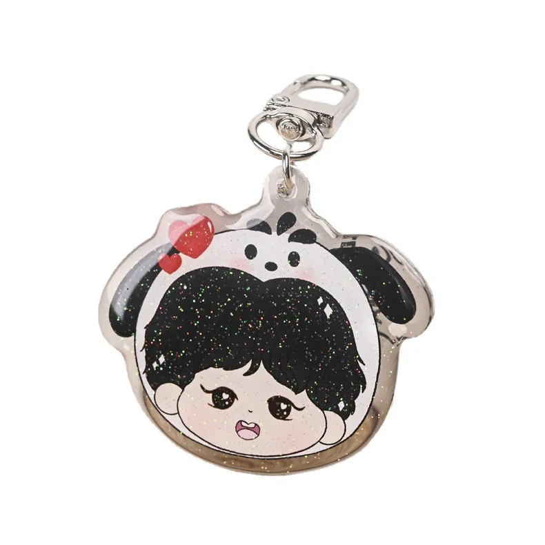 Wholesale china manufacturing acrylic glitter glue custom acrylic epoxy keychain with metal clasp