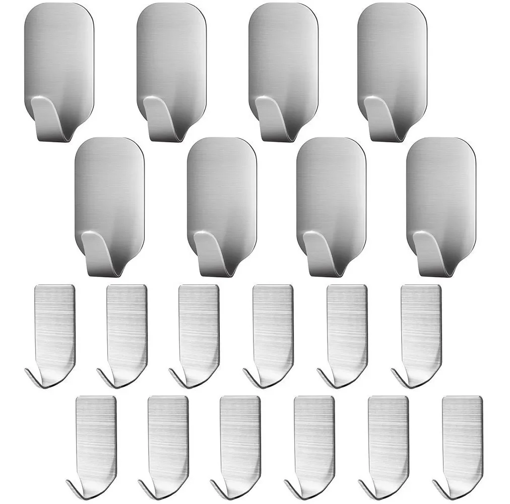 Strong Self Adhesive Hooks Waterproof Wall Hanger Key Hook for Robe Coat Towel Bags Stainless Steel Hooks & Rails Hanging