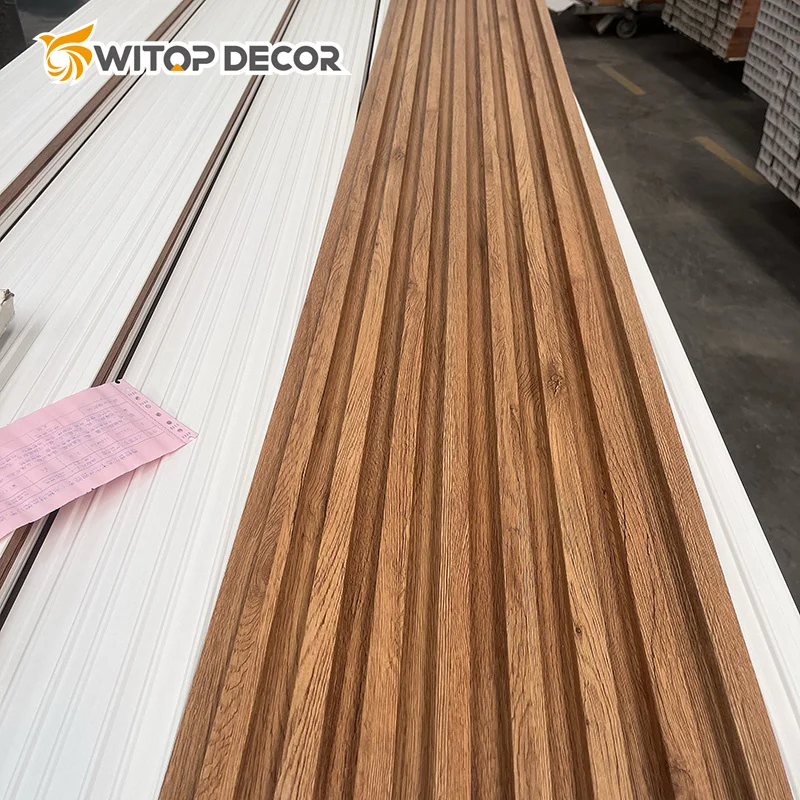 195 Indoor wpc fluted wpc panels walls decorative 160 Wood grain laminated wood alternatives wood veneer panel
