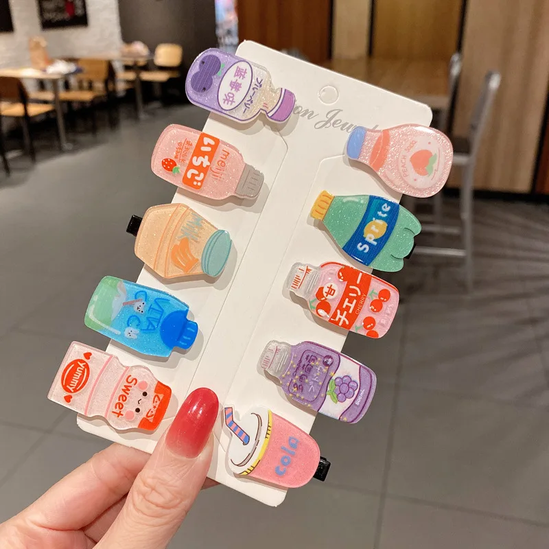 Hair Accessories Lovely Girls Cartoon Bottle Hairpins Cute Sweet Headwear Acrylic Hair Clips for Kids Children