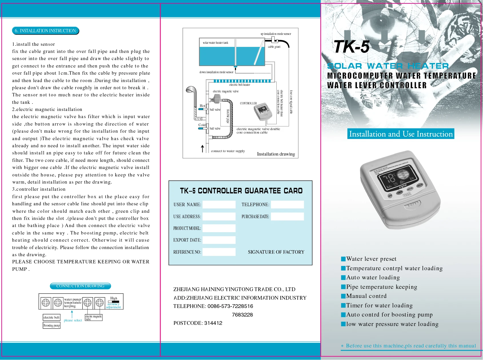 Highly Accurate Digital Solar Hot Water Controller for Non Pressure Solar Water Heater