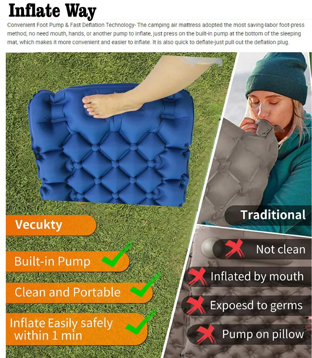 Новинка, толстый коврик для сна utralight, Самонадувающийся коврик с подушкой, коврик для сна, коврик для походов