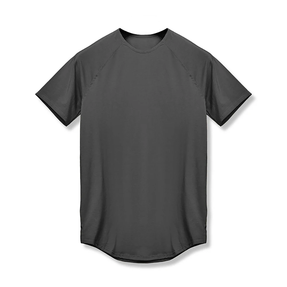 AI-MICH Long Breathable Sports T-Shirt With Private Logo Design 100% Cotton Soft Plain Dark Color Sports T-Shirt