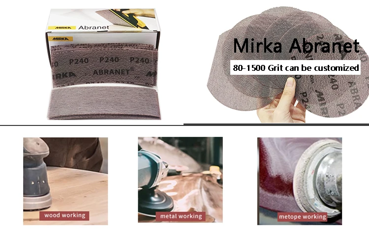 Mirka 198 мм ручка P80 на P1500 абранет шлифовальный диск