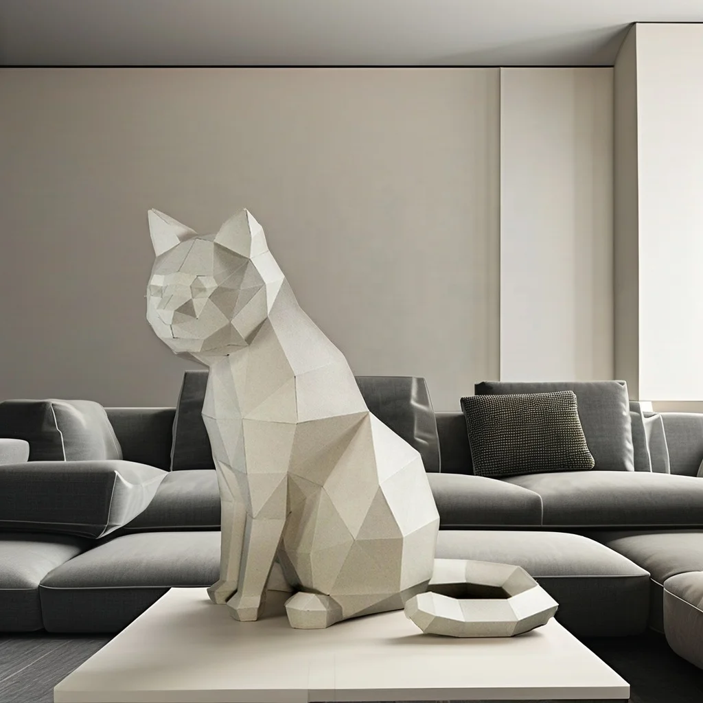 White Cat 3D Origami Paper DIY Handmade Art,Home Decor,Educational Interests,Holiday Parties,DIY Origami Paper Crafts
