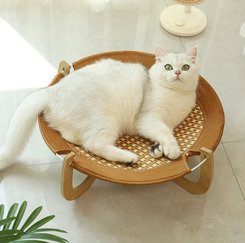 Geerduo New Summer Use Heavy Duty Durable Portable Elevated Cool Breathable Rattan Pet Dog Cat Bed Nest