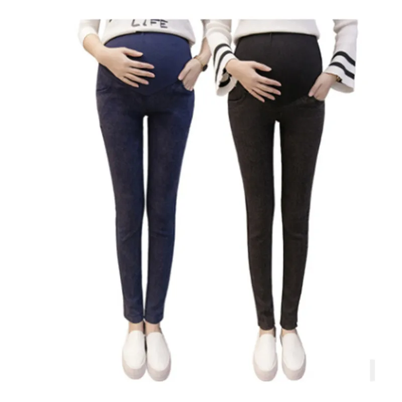 Pregnant Woman Clothes 2022 New Washed Black and Hot Blue Pregnant Woman Denim Pants  Maternity Skinny Trousers