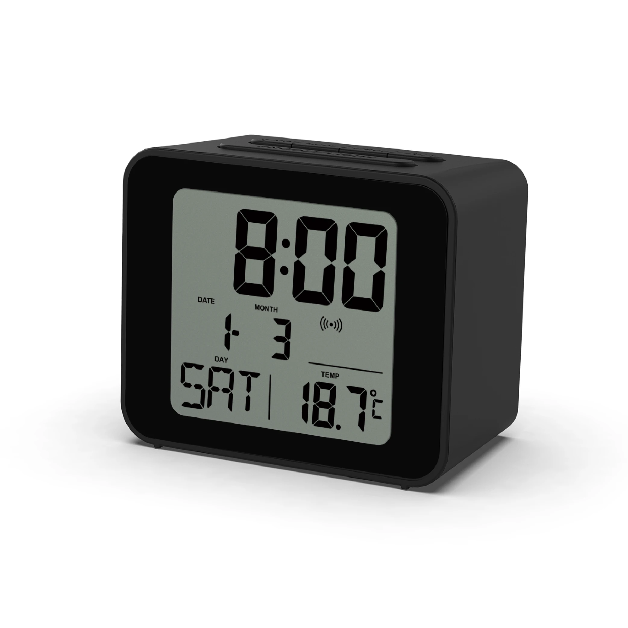 Mini Square Alarm Digital Desk Clock with Radio Controlled and Indoor Temperature Humidity for Students Children Kids Electronic