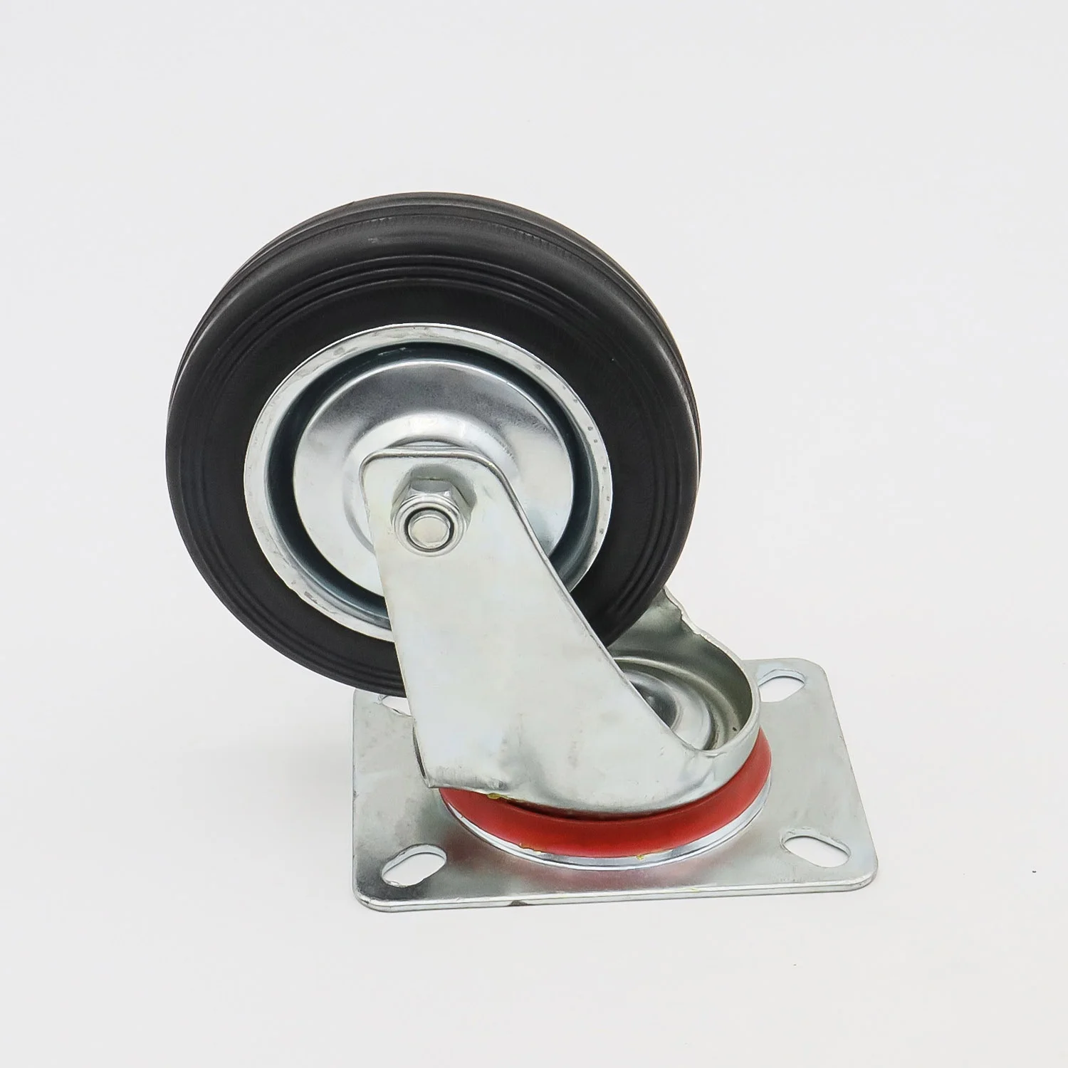 3 4 5 6 8 10 Inch Zinc Plated Black Solid Rubber Oil Proof Wheel Castor Rigid Swivel Locking Brake Trolley Cart Garbage Casters