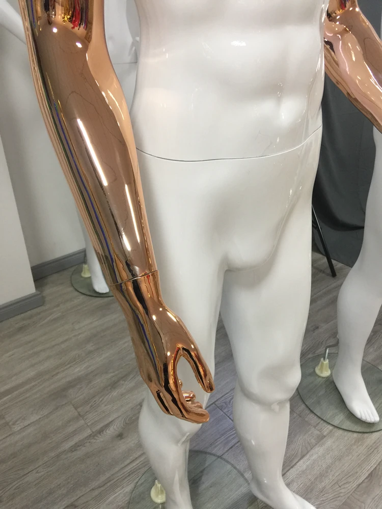 Wholesale Egg Head No Wig Gold Metal Luxury Glossy White Plating Stand Female Mannequins