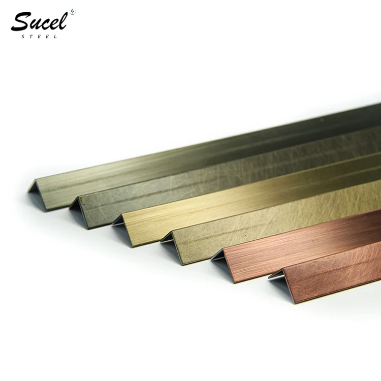 SUCEL SS Antique Copper Hairline Color L Shape Metal Stainless Steel Tile Trim Edge Strip