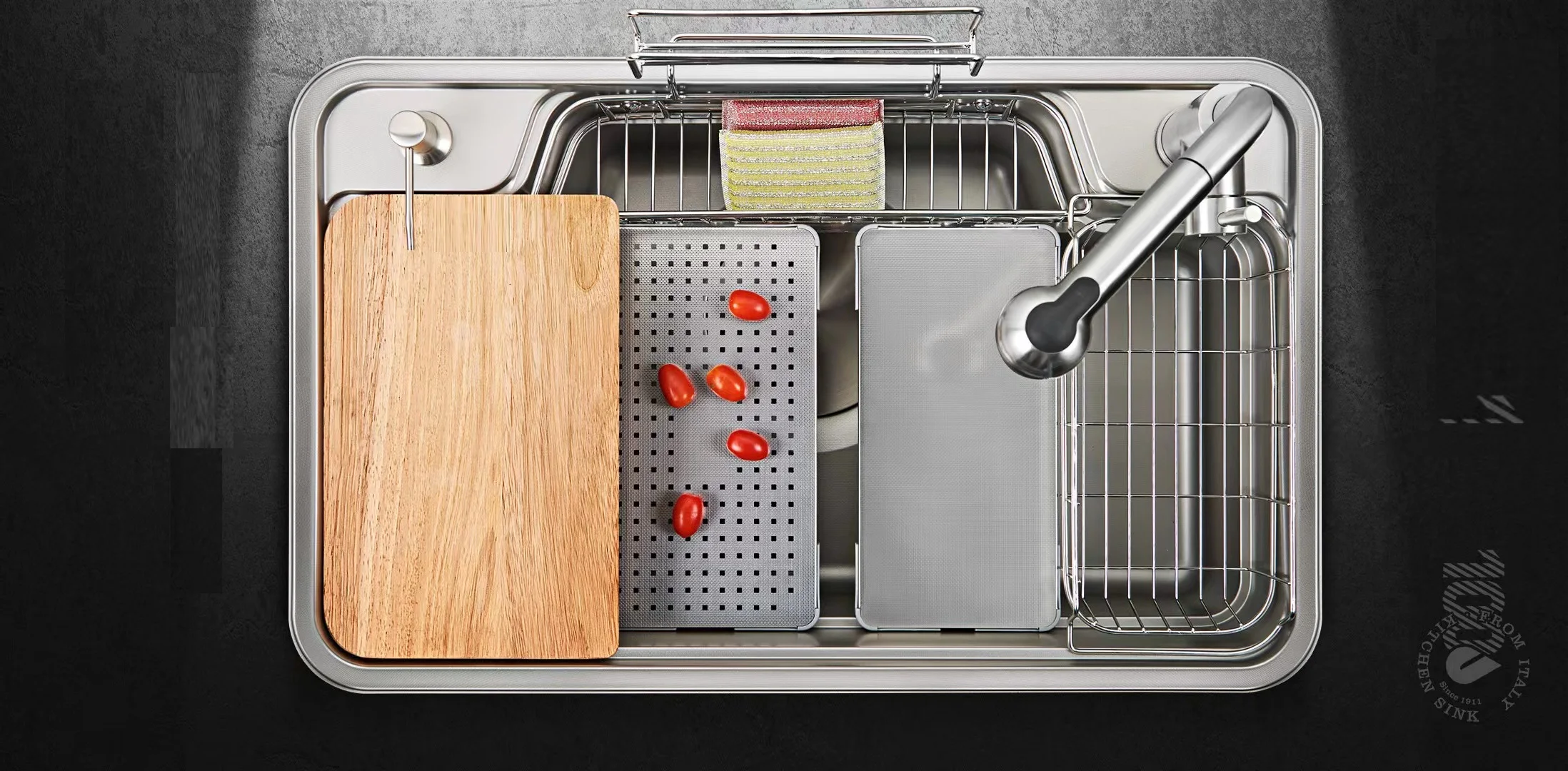 NODMA Household Stainless Steel Multi-function Embossed Large Single groove