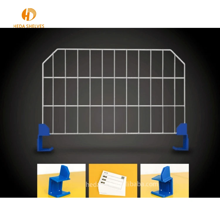 Material handling steel galvanized clip-on welded zinc hanging metal wire mesh shelf dividers for wire decking