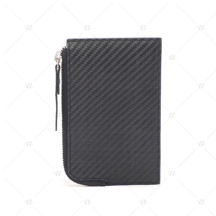 
RFID Blocking Zipper Wallet Leather Coin Purse Carbon Fiber Slim Zip Pocket 