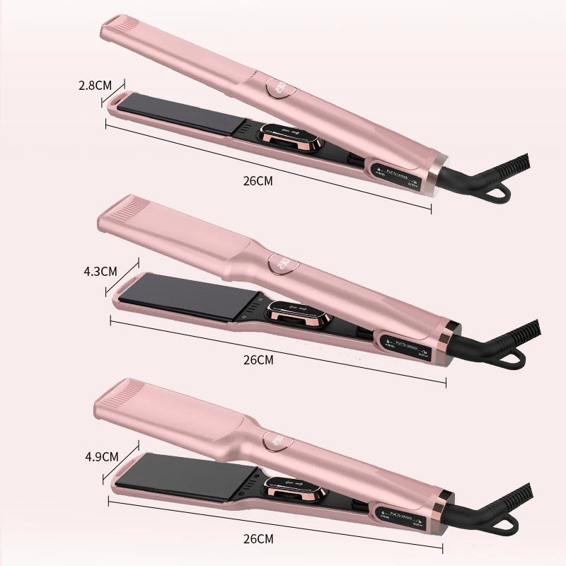 Flat Iron Hair Straightener Professional 2 In 1 Hair Curler  Brush Straightener Titanium Hair Straightening Machine