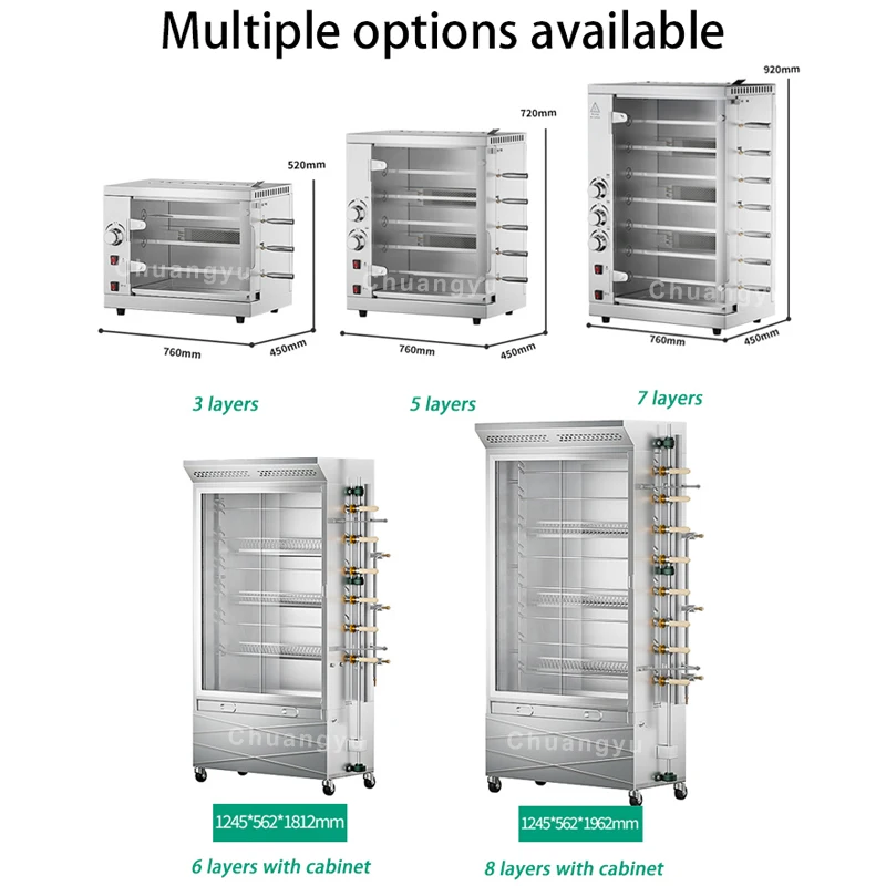 Chuangyu Electric stainless steel Restaurant Gas Roasted Chicken Machine Automatic Rotisserie Home Hotels Fast Food Used
