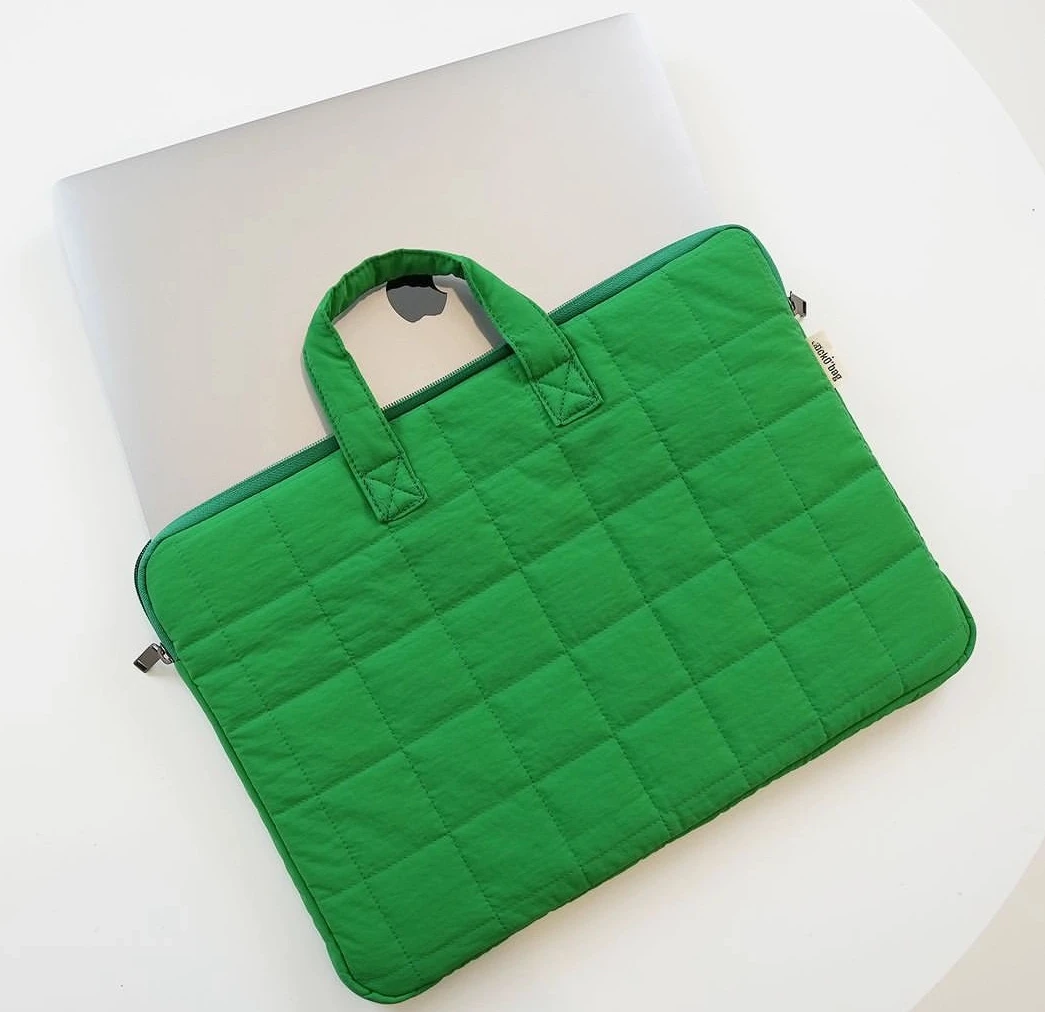 fashion quilting puffy laptop sleeve travel Light Weight Laptop Briefcase Portable Polyester laptop bag for women