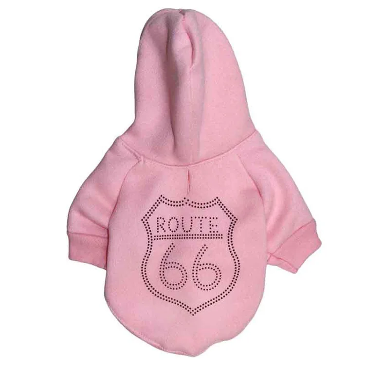 
White Fleece Route 66 Hoodie Dog Pet Clothes 