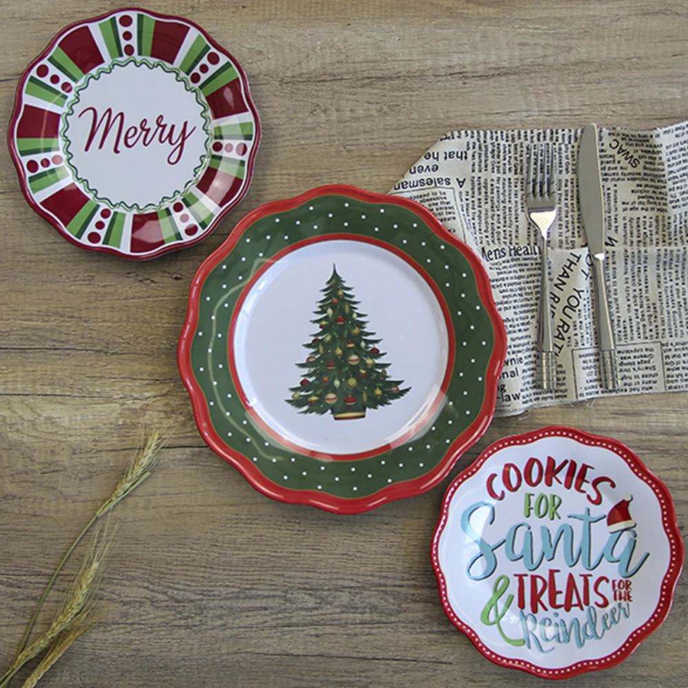 SEBEST Factory Custom Pattern Like Ceramic Dinner Plate Creative Melamine Christmas Plates