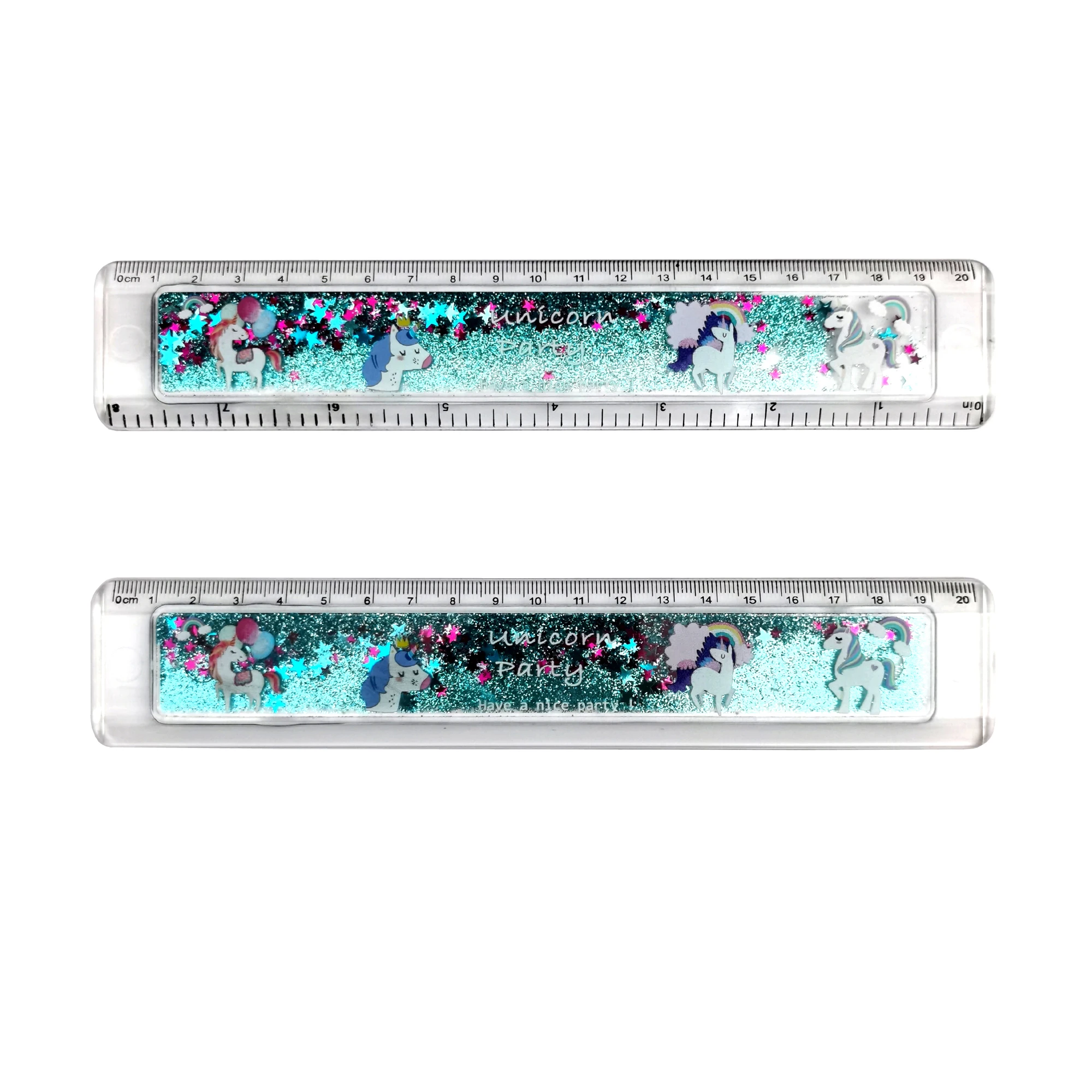 new latest popular 20cm Liquid Filled Acrylic Ruler With Glitter Sequin Inside